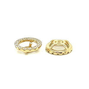 14k Yellow Gold 7.50mm Earring Jackets, 32 Round Diamonds